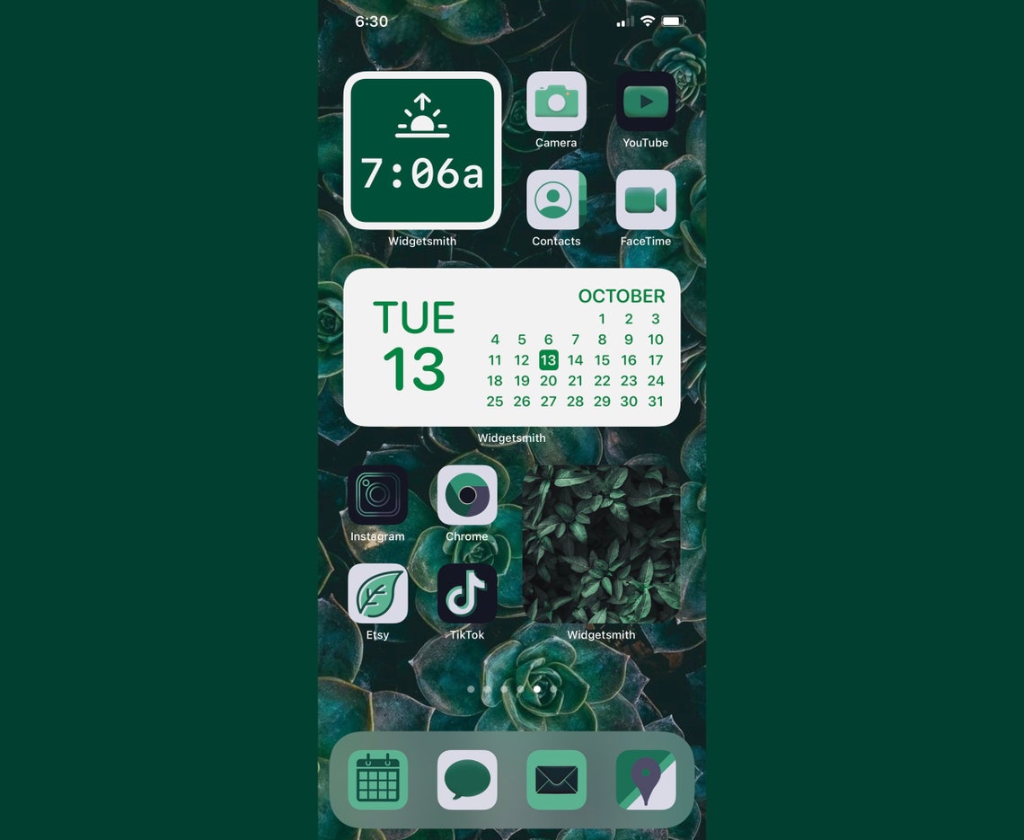 Green Aesthetic App Covers for Ios 14 Set of 32 Dark Green Etsy