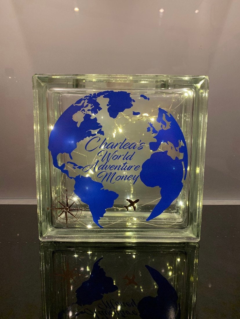 Personalised Money Box Travel Fund Bank Glass Block House Etsy UK