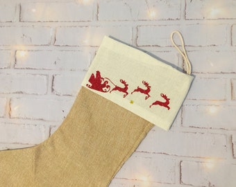 Weihnachtssocke, Weihnachtsstiefel aus Stoff, Weihnachtsstrumpf, personalisierte Weihnachtssocke, Weihnachtssocke zum Aufhängen
