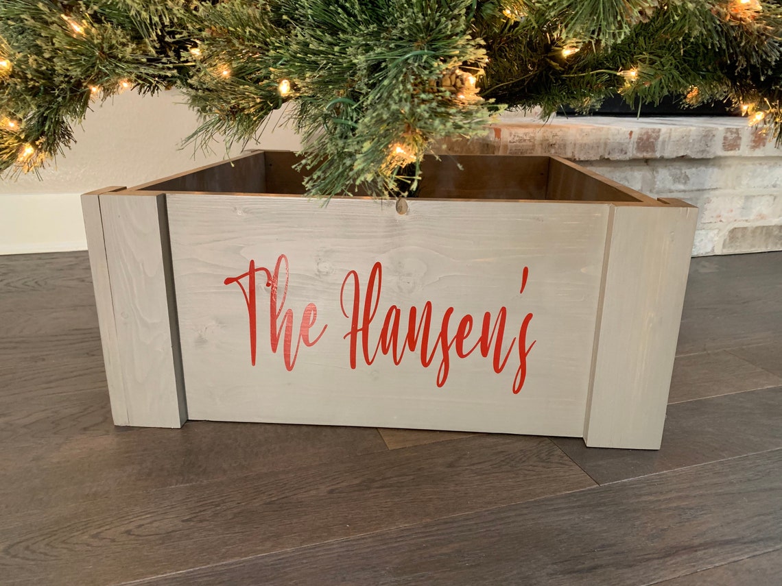 Christmas Tree Box Stand Wooden Tree Skirt Christmas Tree Etsy