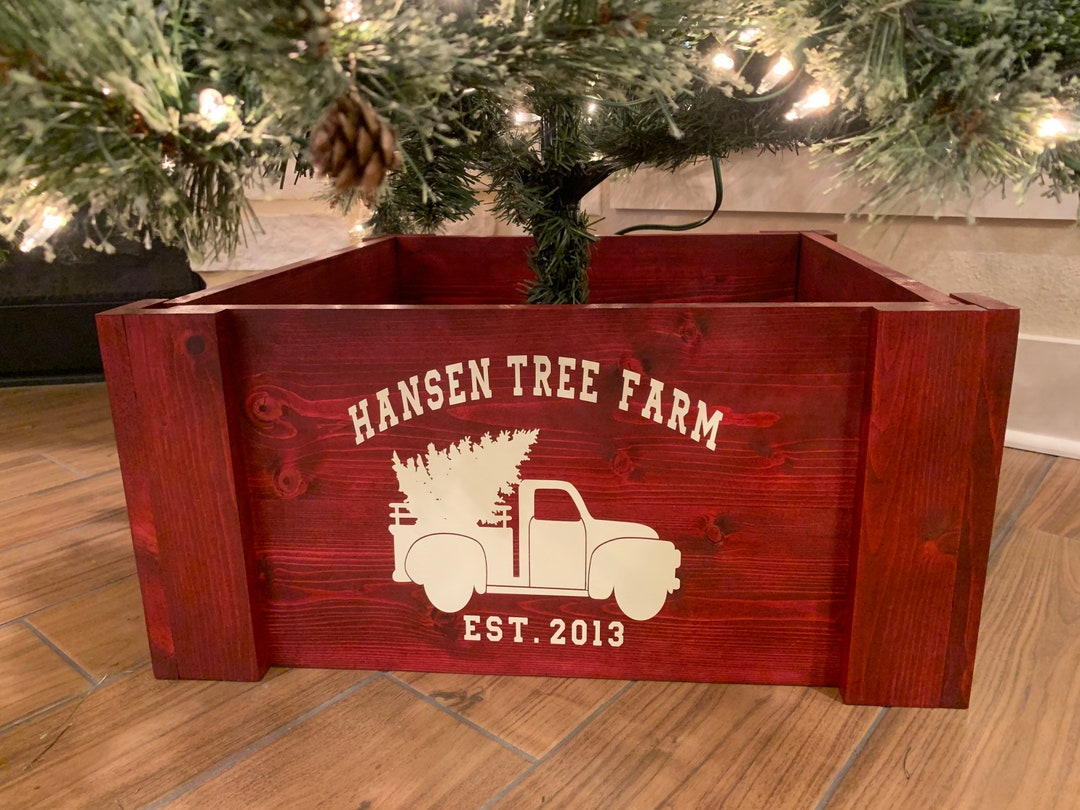 Christmas Tree Box Stand Wooden Tree Skirt Christmas Tree Etsy
