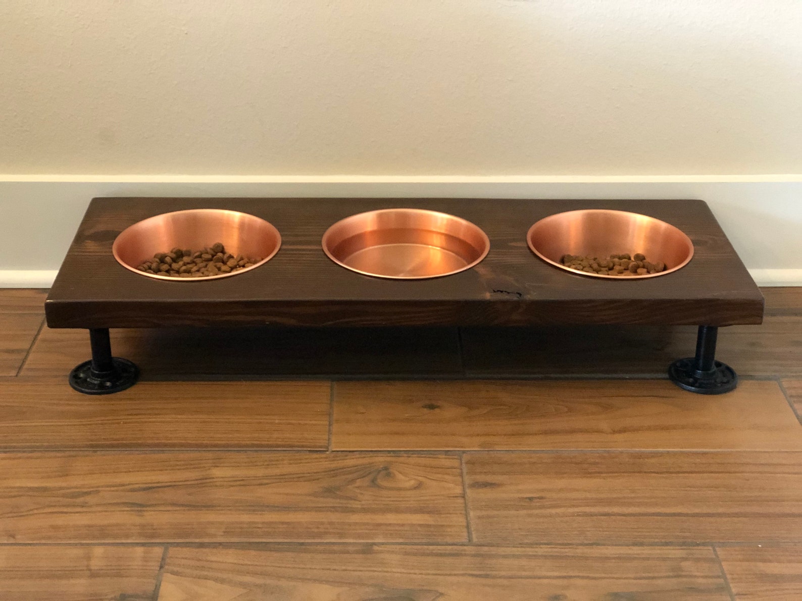 Raised Pet Feeding Station Two Bowl Elevated Feeder Cat or Etsy