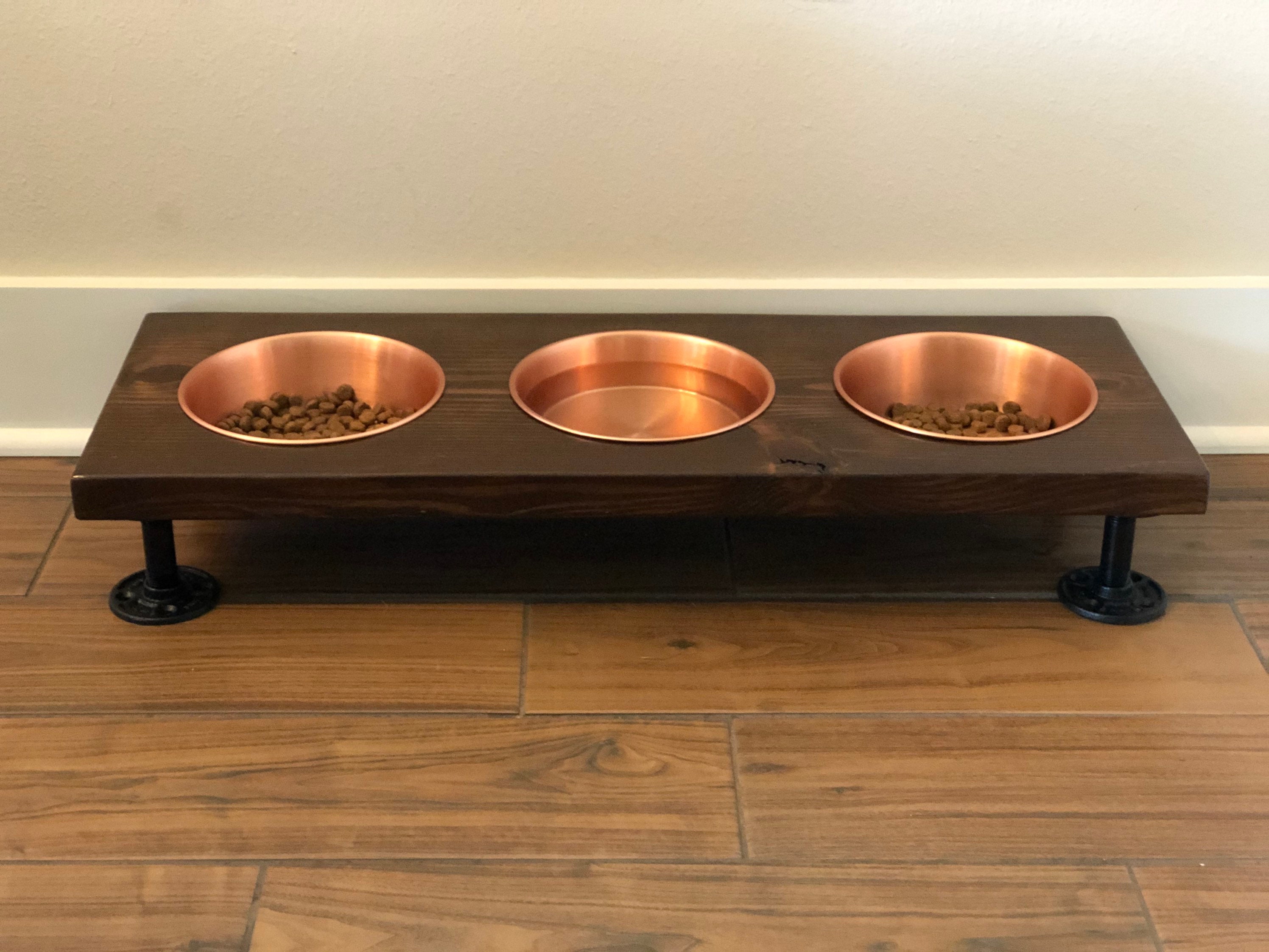 Raised Pet Feeding Station Two Bowl Elevated Feeder Cat or Etsy