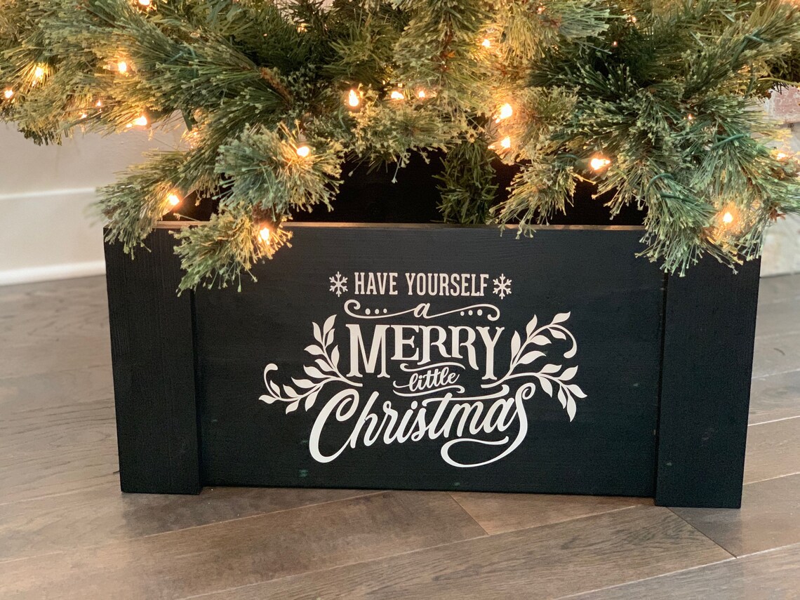 Christmas Tree Box Stand Wooden Tree Skirt Christmas Tree Etsy