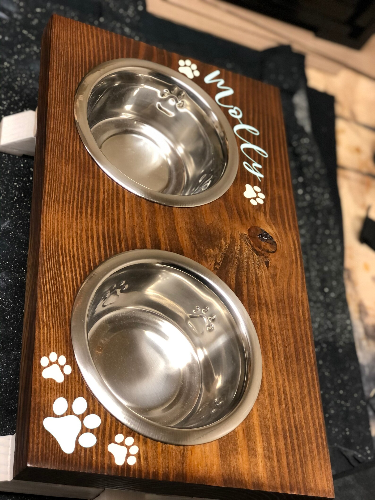 Raised Pet Feeding Station Two Bowl Elevated Feeder Cat or Etsy