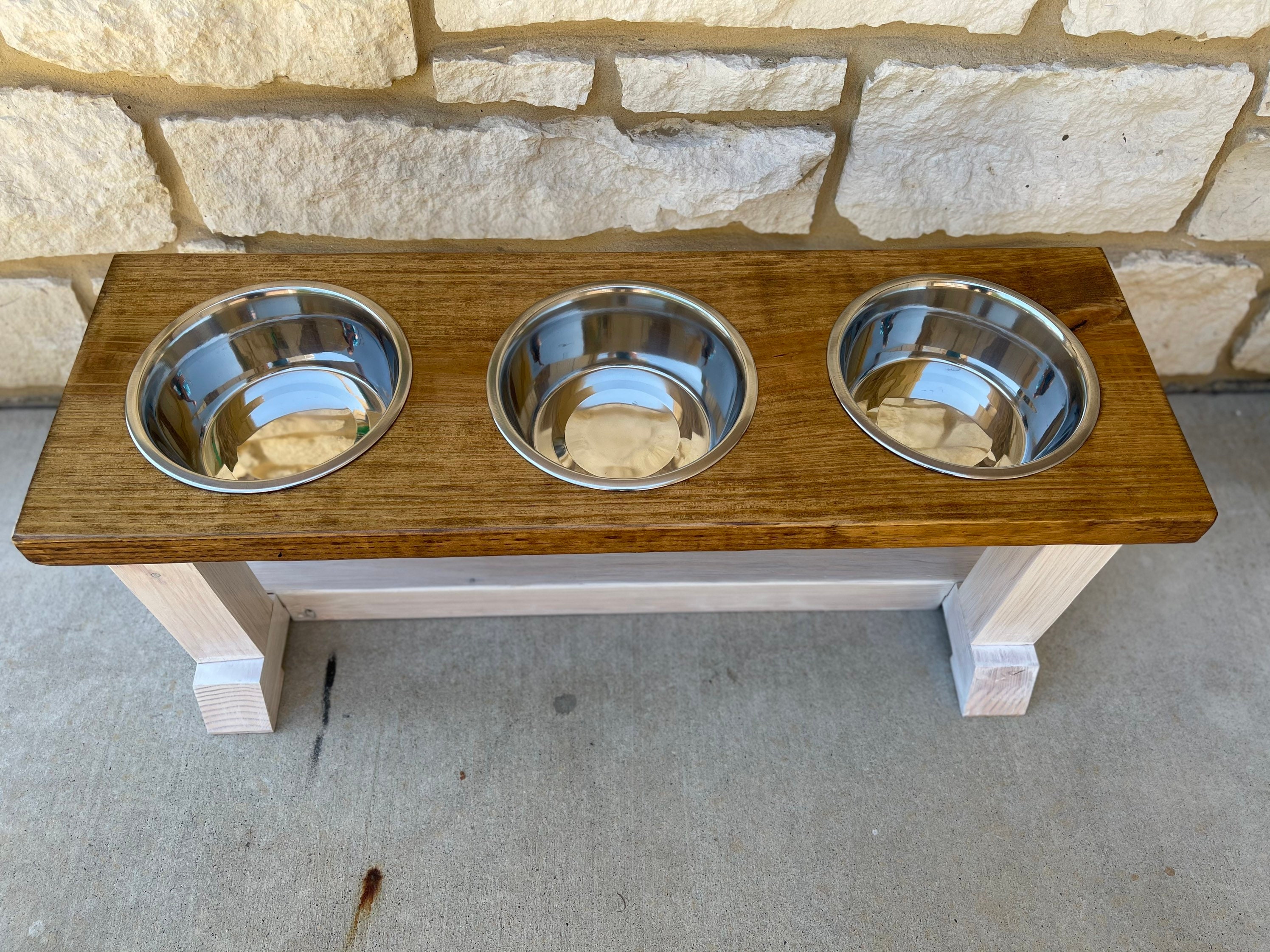 Raised Pet Feeding Station Two Bowl Elevated Feeder Cat or Etsy