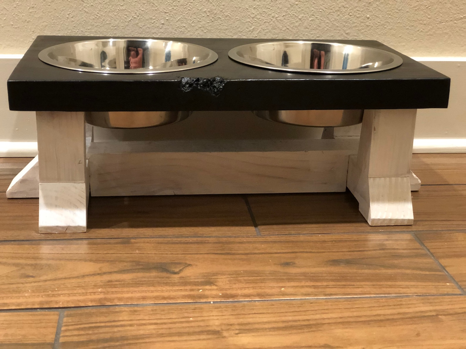 Raised Pet Feeding Station Two Bowl Elevated Feeder Cat or Etsy