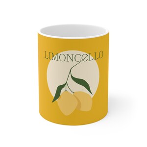 Limoncello Mug, Italian Drinkware, Lemon Yellow Coffee Cup, Italian Kitchen Decor, Ceramic Tea Mug, Gift for Italy Lovers, Lemon Design Mug