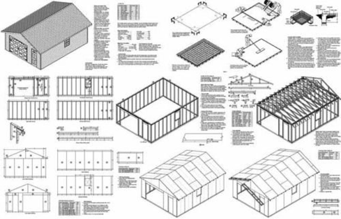 18' X 28' Car Garage Project Plans Material List Etsy