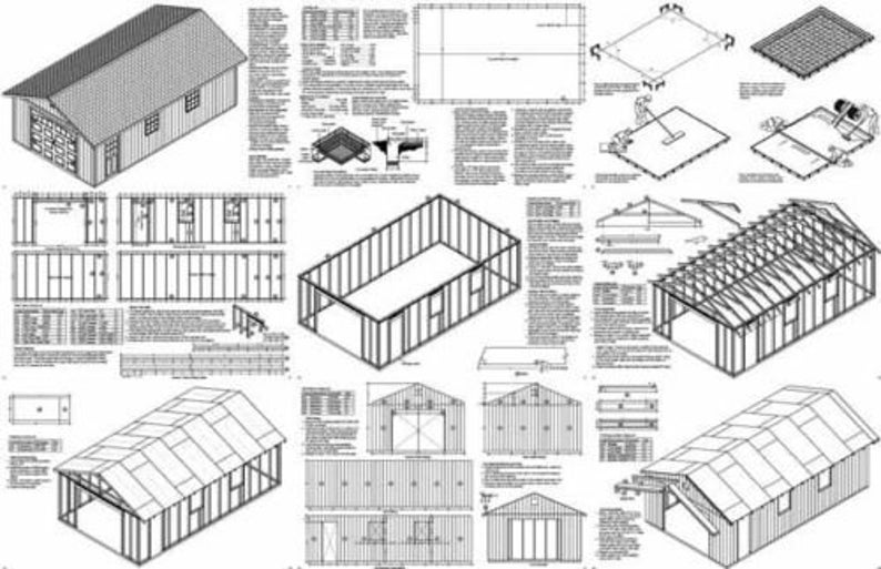16' X 28' Car Garage Project Plans Material List Etsy