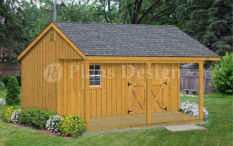 12 X 16 Gable Shed With Covered Porch Plans Etsy