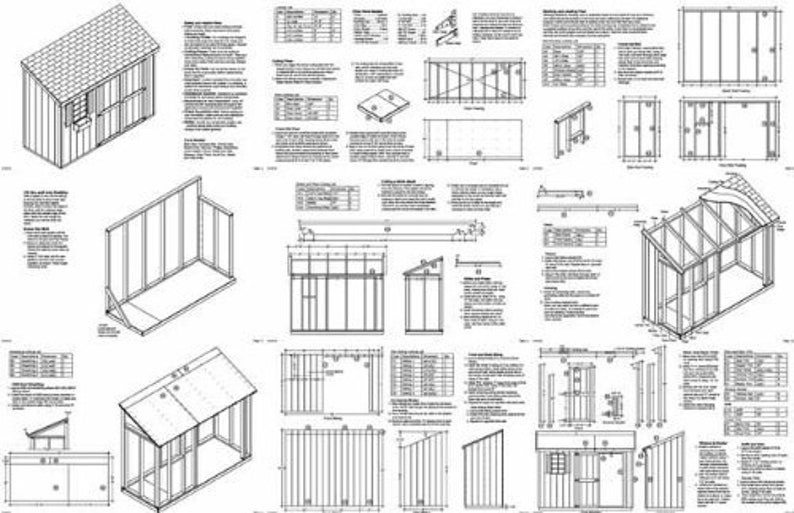 4' x 10' lean-to storage shed project plans design etsy