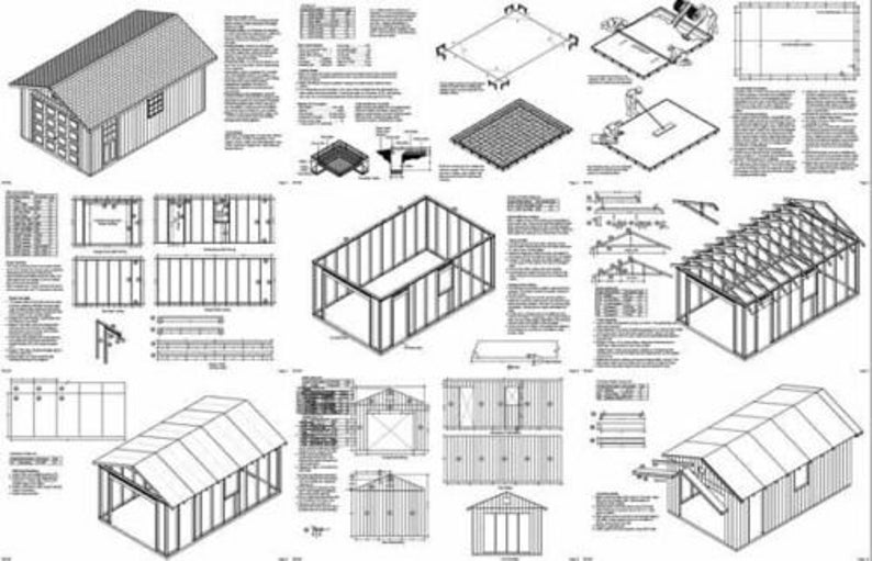 12' X 20' Car Garage Project Plans Material List Etsy
