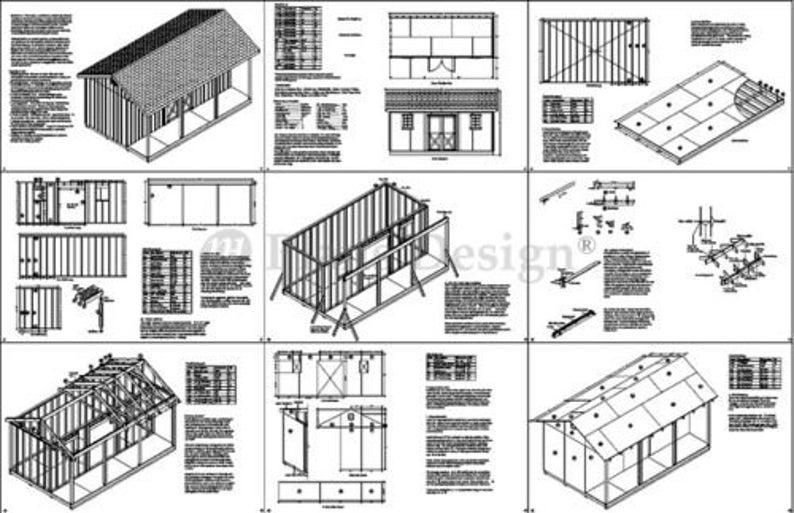 12' X 20' Storage Shed Plans Backyard Cabin or | Etsy