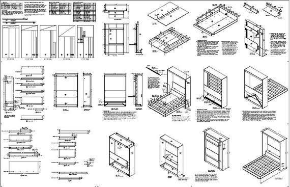 Murphy Queen Wall Bed With Desk Combo Plans Design 3qvwb Etsy