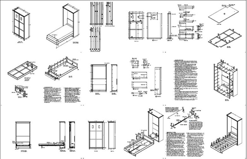 Murphy Mission Twin Vertical Wall Bed Plans Design 1TVWB Etsy