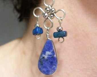 Boucles d'oreilles Ethniques en Lapis lazuli