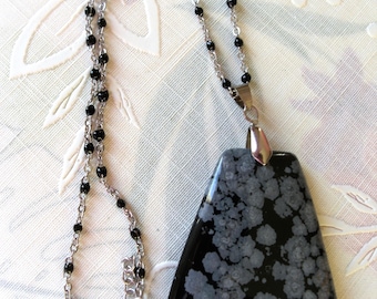 Obsidian pendant necklace