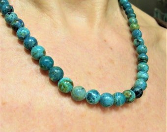 Collier perles de Chrysocolle,collier princesse