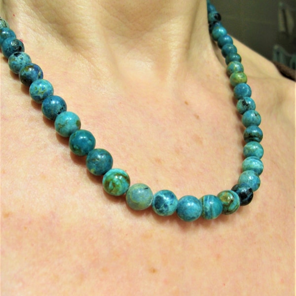 Collier perles de Chrysocolle,collier princesse