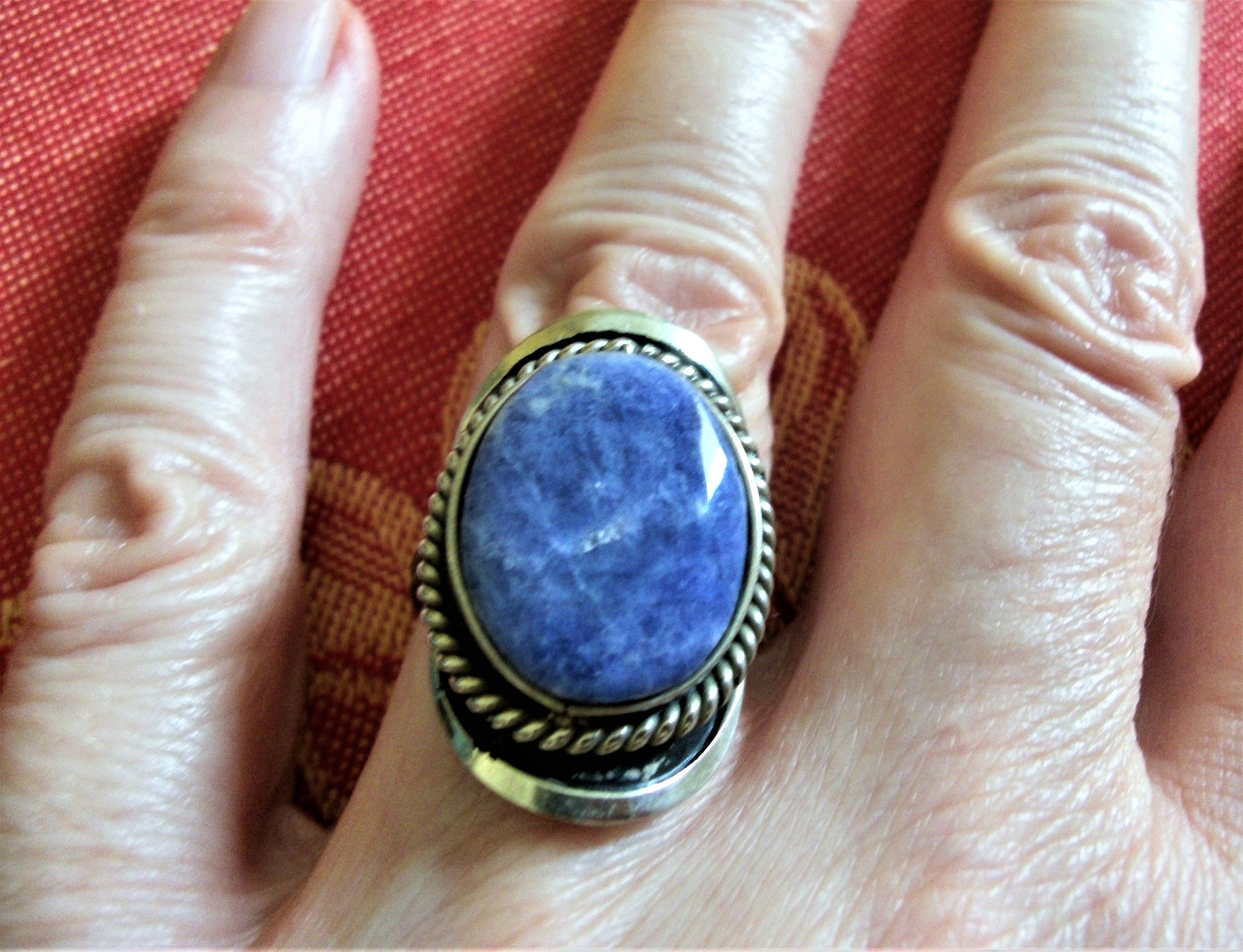 Anello Vintage Regolabile In Cianite Blu - Pietra Naturale, Stile Solitario