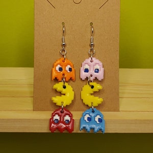Handmade Arcade Game Character Earrings / Polymer Clay 8-Bit Retro Video Game Jewelry