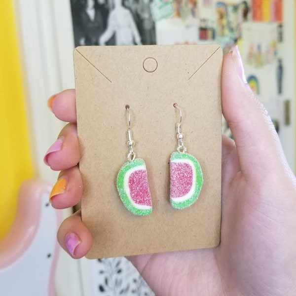 Sour Gummy Watermelon Earrings / Handmade Polymer Clay Earrings / Clay Candy Jewelry