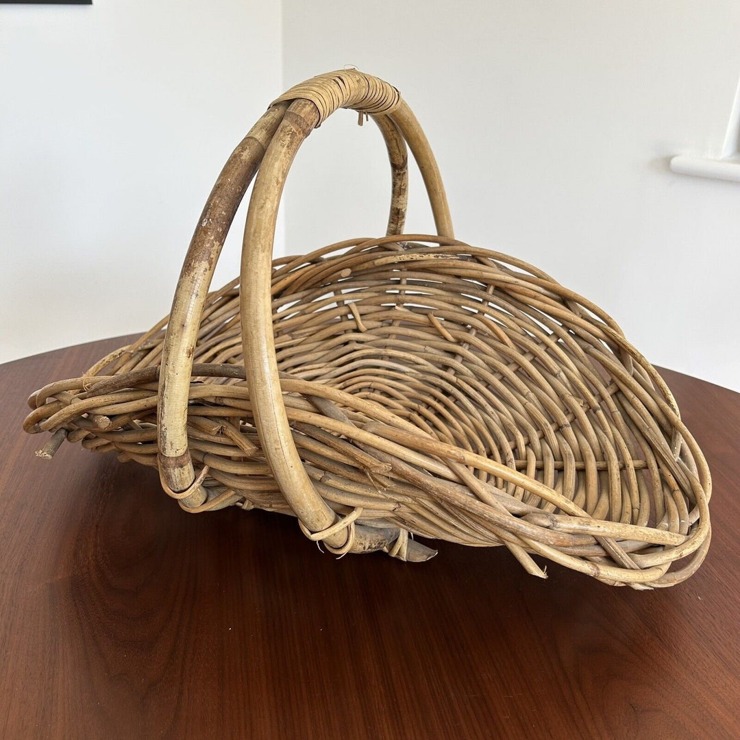 Vintage Chunky Wicker Trug Basket Logs Flowers Display Storage Etsy