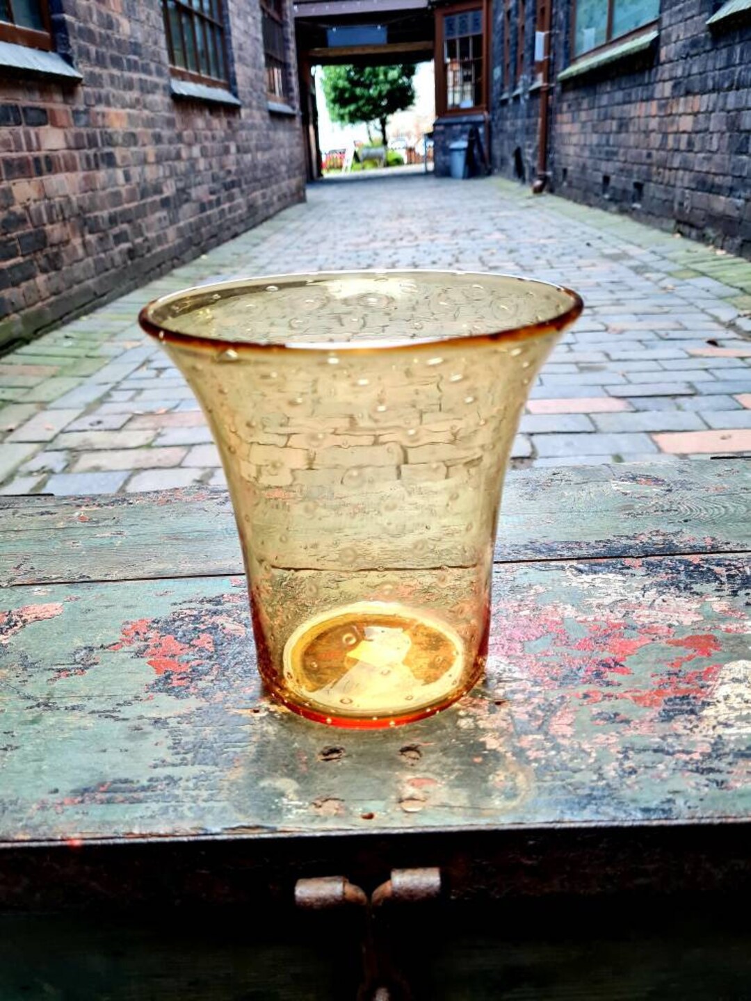 Vintage 50's Whitefriars Amber Glass Vase Hand Blown Etsy UK