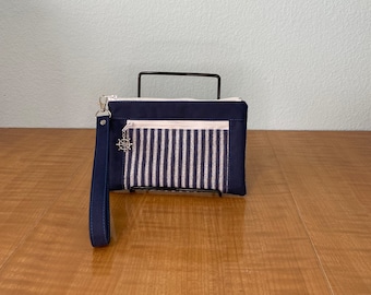 Devon Wristlet Blue and White Stripe Nautical Christmas Birthday Mother Graduation Teacher