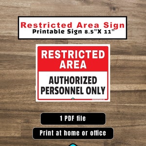 Può includere: Cartello stampabile che recita "Area riservata Personale autorizzato solo". Il cartello è rosso e bianco con testo nero. Il cartello misura 21,6 cm per 27,9 cm.