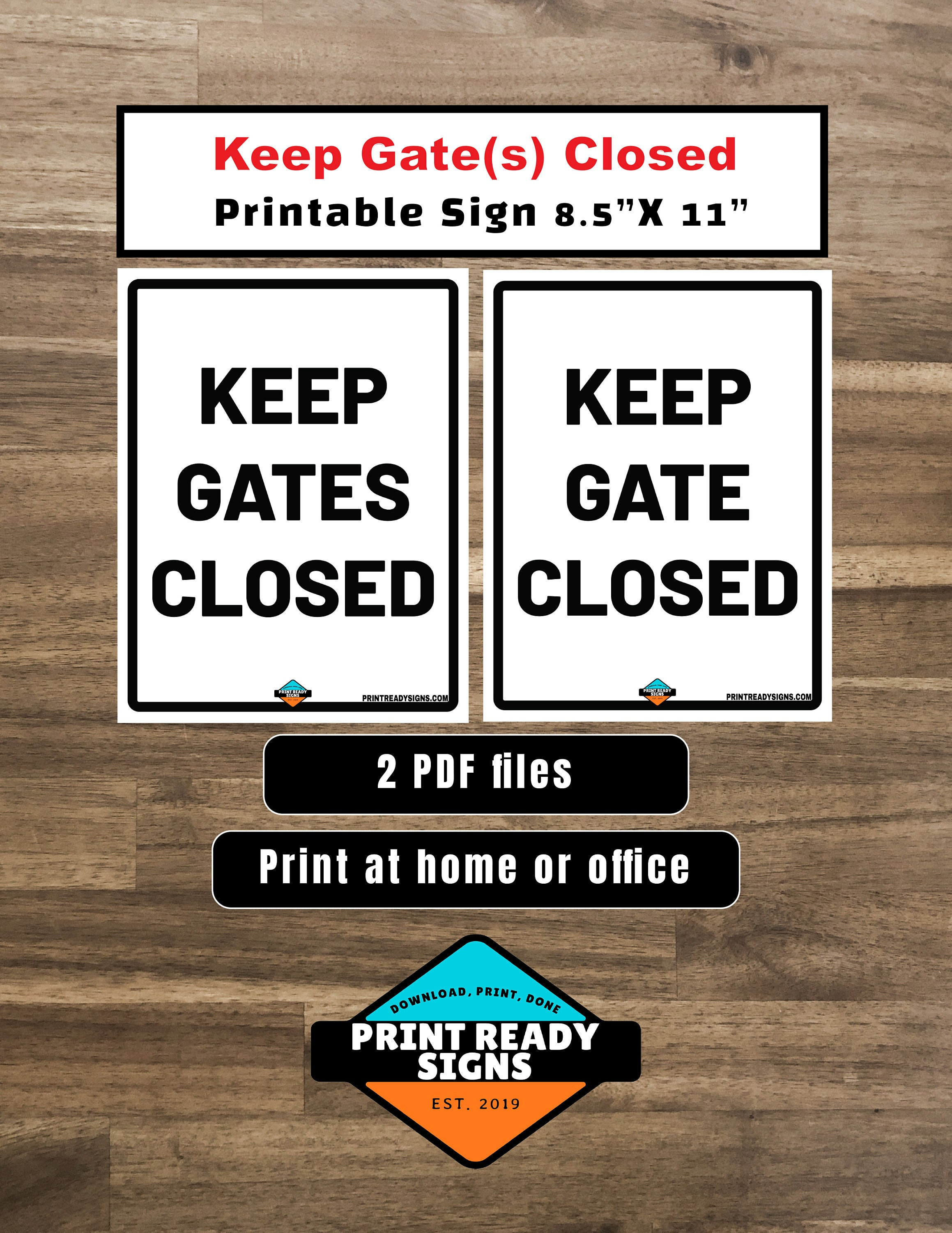 Keep Gates Closed Digital Download 8.5x11 Inches PDF Format Etsy