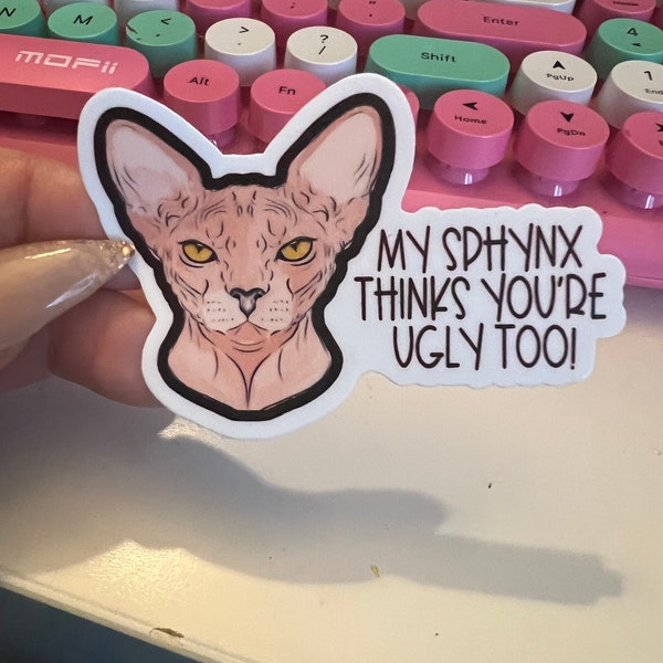 Sphynx Cat sticker| naked cat| hairless car sticker| laptop sticker | hydro flask sticker |kitty sticker | furless| animal lover