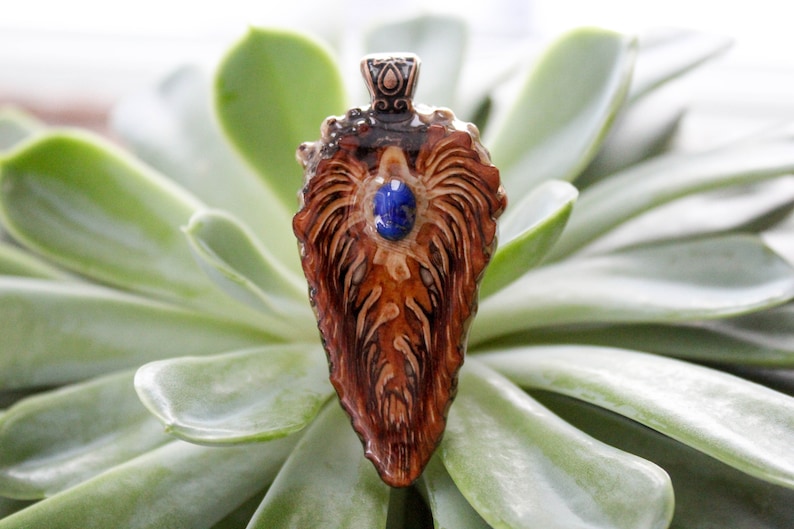 Lapis Lazuli healing HYPNOMADIC natural back lodgepole pinecone pendant