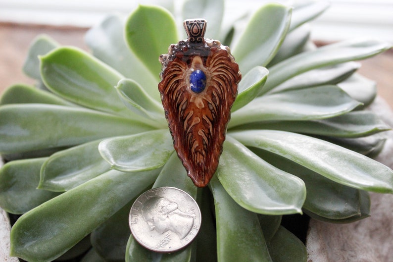 Lapis Lazuli healing HYPNOMADIC natural back lodgepole pinecone pendant