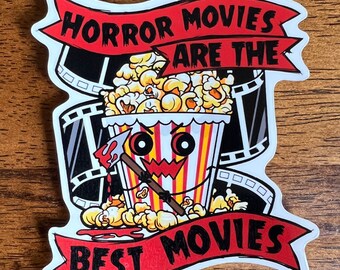 Horror Movie Popcorn Sticker: Waterproof Vinyl Decal