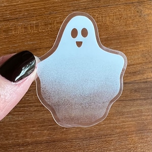 Ghost sticker 2&quot;x1.75&quot; - clear sticker paper with white fading ghost.