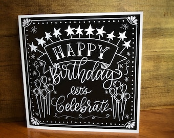 Happy Birthday Blank greeting card - chalkboard style