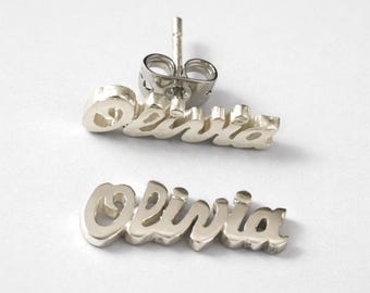 Personalisierte Name Ohrringe, Sterling Silber 925, Custom Handmade Schmuck