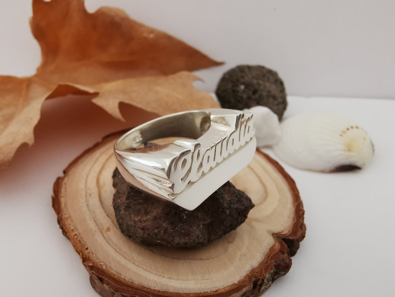 Anillo de nombre, Anillo de nombre personalizado, Anillo de nombre en plata de ley, Anillo de regalo personalizado, Anillo de nombre unisex Bild 3