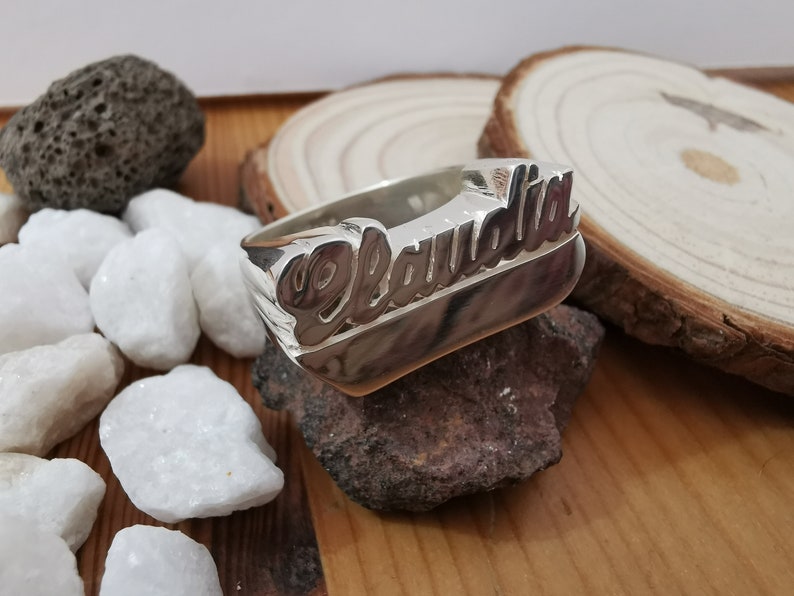 Anillo de nombre, Anillo de nombre personalizado, Anillo de nombre en plata de ley, Anillo de regalo personalizado, Anillo de nombre unisex Bild 5