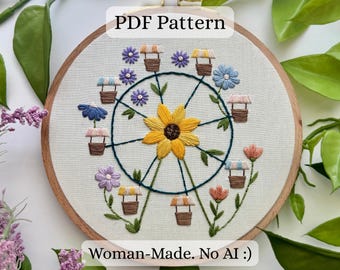 Digital Hand Embroidery Pattern – Beginner Friendly Floral PDF – Step-by-Step Images – Instant Download