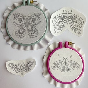 Stick and stitch embroidery pack | Folk Floral Butterfly