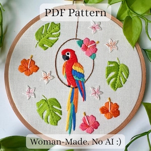 Digital Hand Embroidery Pattern – Beginner Friendly Bird PDF – Step-by-Step Images – Instant Download