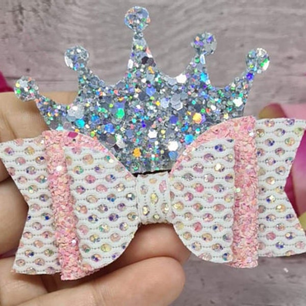 Princess crown hairbow digital template Svg Pdf Dxf Jpg Cricut hand cut