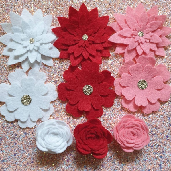 SVG Craft DIY 3D Flowers Daisy, Poppy, Rolled Rose Multi Petal Hair Bows Templates Felt Flowers Kids Crafts