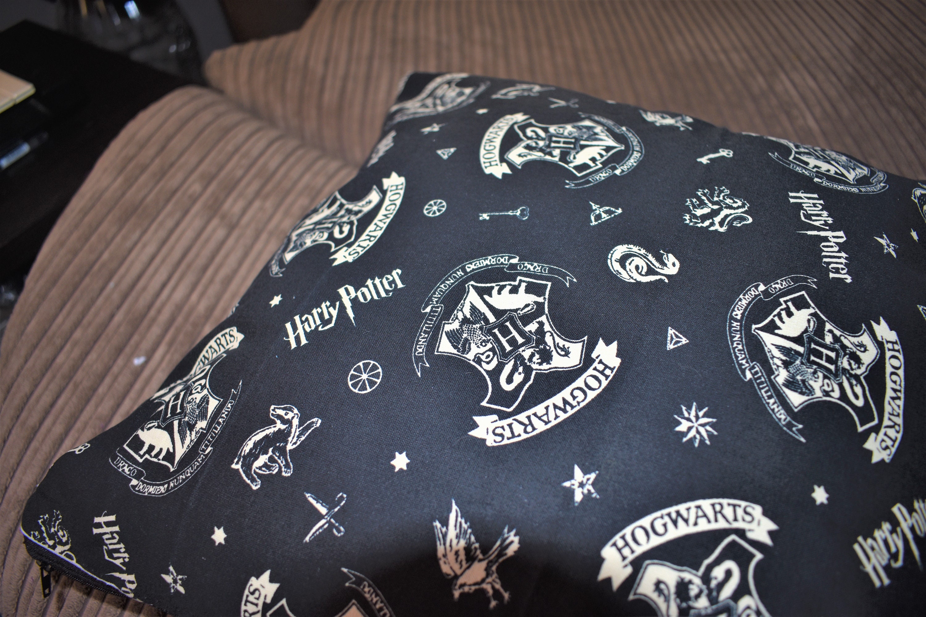 Harry Potter Hogwarts Cushion Cover Black and White with a Etsy