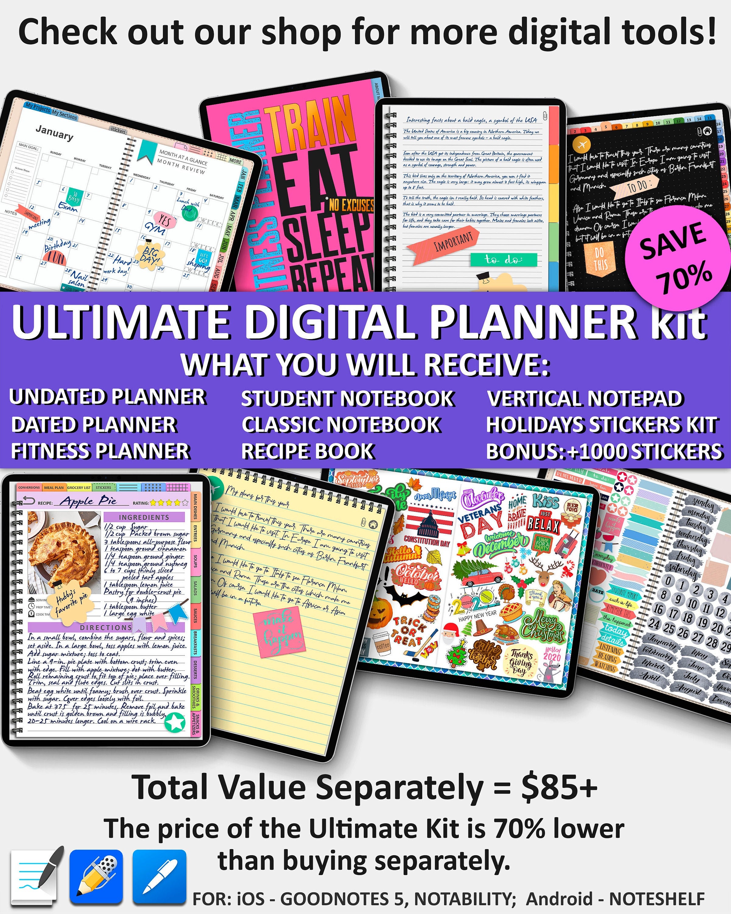 Ultimate Digital Planner Kit iPad Planner Goodnotes Planner Etsy