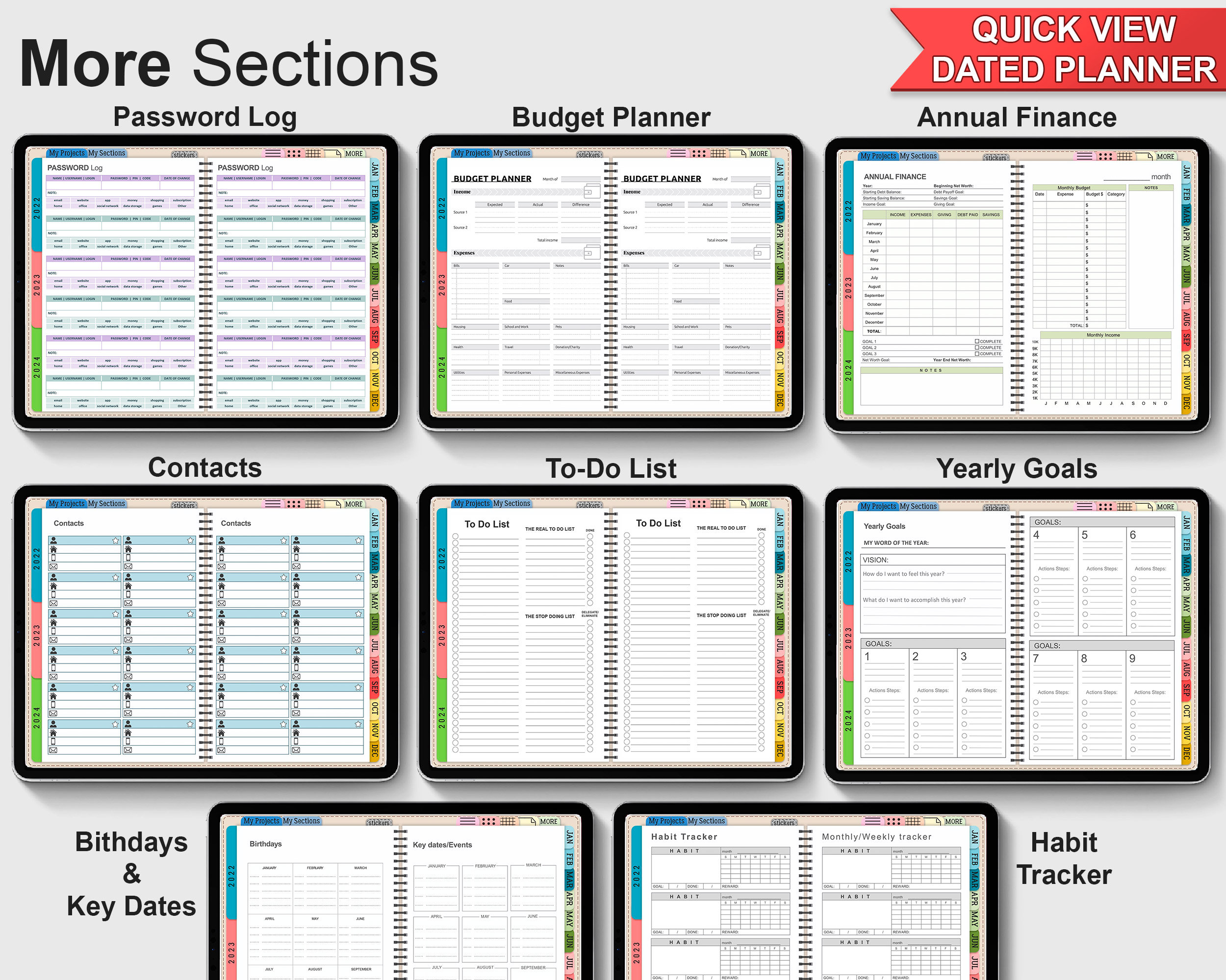 Digital Planner Goodnotes Planner Template Undated Digital Etsy