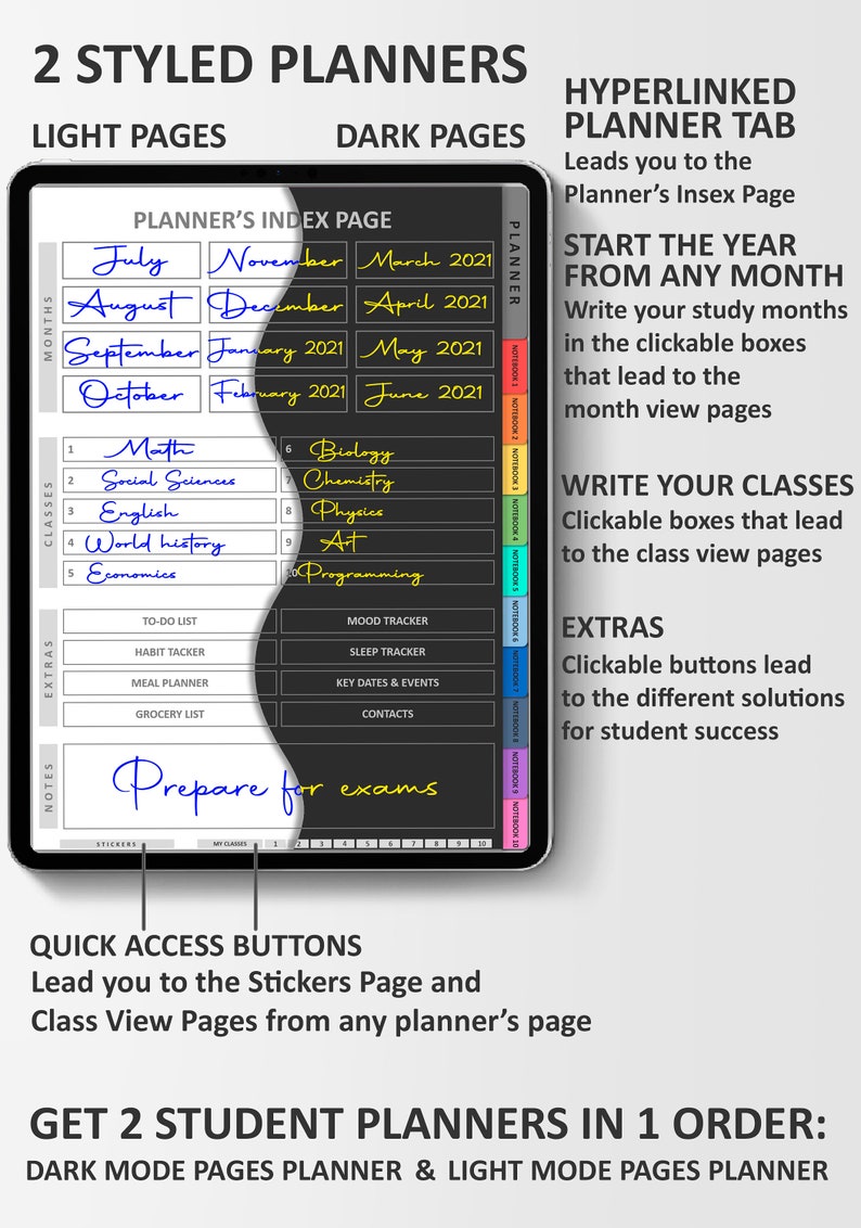 Digital Student Planner for Goodnotes Notability Undated Etsy